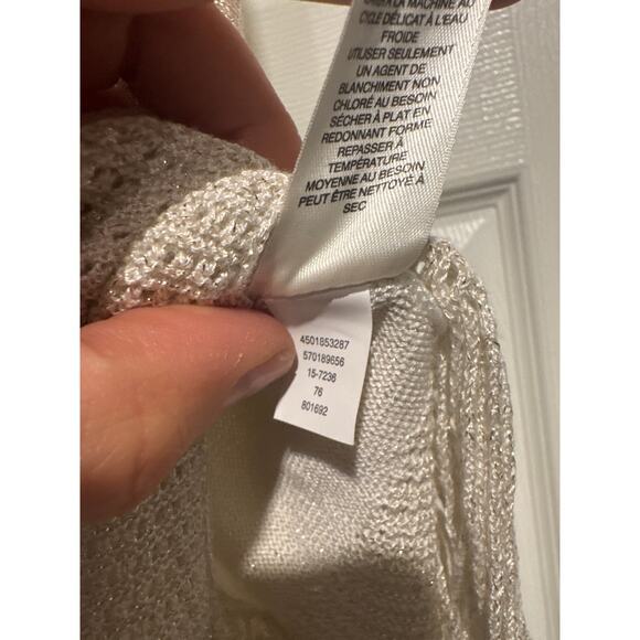 White House Black Market Shimmer Fringe Poncho Size Medium - Picture 6 of 12